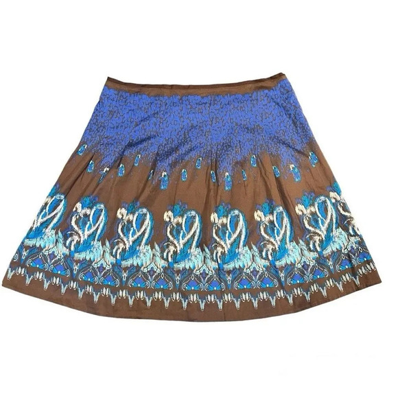 Lane Bryant A-Line Pleated‎ Multi Colored Midi Brown And Blue Skirt NWT - Picture 1 of 6